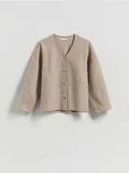 Marynarki i żakiety damskie - Reserved - Strukturalna marynarka - beżowy - miniaturka - grafika 1