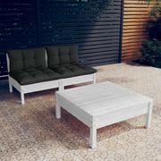Meble ogrodowe - Lumarko 3-cz. zestaw wypoczynkowy do ogrodu, antracytowe poduszki - miniaturka - grafika 1
