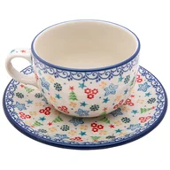 Filiżanki - FILIŻANKA do herbaty kawy 200 ml ze spodkiem - Ceramika Artystyczna Bolesławiec - miniaturka - grafika 1