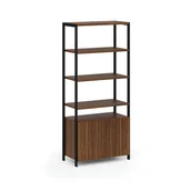 Inne meble biurowe - Ścianka półkowa HOME OFFICE z szafką z drzwiczkami, czarna/orzech - miniaturka - grafika 1