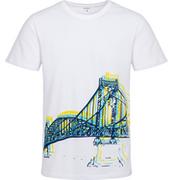 Moda i Uroda OUTLET - Męski t-shirt z krótkim rękawem, z mostem, biały - miniaturka - grafika 1