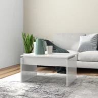Ławy i stoliki kawowe - vidaXL Stolik kawowy, biały, wysoki połysk, 68x50x38 cm, płyta wiórowa vidaXL - miniaturka - grafika 1