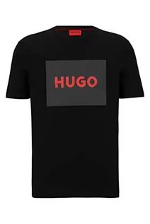 Koszulki męskie - HUGO Męski T-shirt Dulive222 z bawełnianego dżerseju z okrągłym dekoltem i logo bokserskie, Black7, XXL - grafika 1