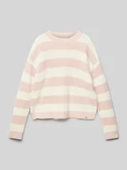 Swetry dla dziewczynek - Sweter z dzianiny o kroju oversized z prążkowanym, okrągłym dekoltem - miniaturka - grafika 1