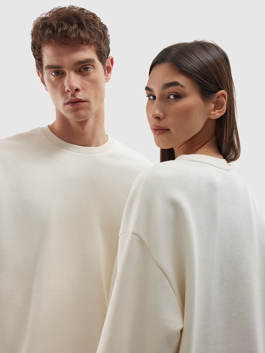 4F BLUZA DRESOWA NIEROZPINANA BEZ KAPTURA UNISEX U1313 ZŁAMANA BIEL XL