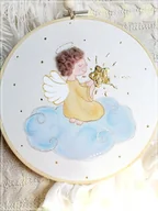 Pamiątka Chrztu Świętego - Aniołek na chmurce, obrazek na pamiątkę chrztu narodzin - miniaturka - grafika 1