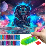 Malowanie po numerach - Haft Diamentowy ARTULIO, Obraz DIY 5D, Diamond Painting, Mozaika diamentowa 30x40cm (Kosmiczna natura / Lew) + zestaw akcesoriów - miniaturka - grafika 1
