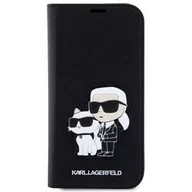 Etui i futerały do telefonów - Karl Lagerfeld Pokrowiec PU Saffiano Karl and Choupette NFT na Apple iPhone 13 KLBKP13MSANKCPK Czarne - miniaturka - grafika 1