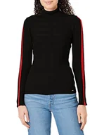 Swetry damskie - Morgan Sweter damski Pull Col Roulé Bande Couleur Manche Mentoi, Czarny Czerwony, M Wysoki - miniaturka - grafika 1