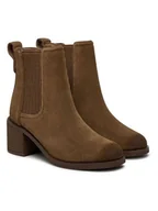 Botki damskie - Clarks Skórzane sztyblety "Chamberly Top" w kolorze jasnobrązowym - miniaturka - grafika 1