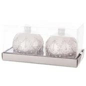 Świece - Świeca bombka 8 cm srebrny 2 sztuki - miniaturka - grafika 1