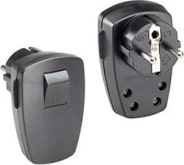 Bachmann BACHMANN wtyczka z uziemieniem, czarny płaski rocker 2-p - Gniazdka elektryczne - miniaturka - grafika 1