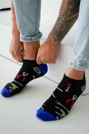 Skarpetki męskie - Skarpetki stopki męskie czarne z wzorem narzędzi do majsterkowania Milena - miniaturka - grafika 1