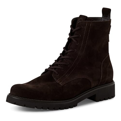 Tamaris Damskie sztyblety Lace Boot Flat 1-25402-43, Mocca Suede, 41 EU, Mocca Suede, 41 EU