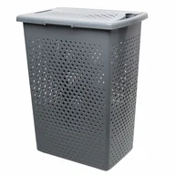 Kosze na bieliznę - Kosz na pranie Malva Slim 37 l szary - miniaturka - grafika 1