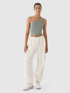 4F Spodnie oversize cargo damskie 4F x Anna Lewandowska - białe M - Spodnie sportowe damskie - miniaturka - grafika 1
