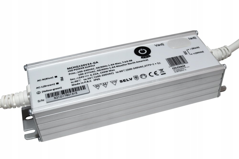 Zasilacz Led 150W z regulacją 24V/6.25A Pfc, MCHQ150V24-GA
