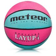 Koszykówka - Meteor Piłka koszykowa Layup 4 różowy/niebieski 07078 - miniaturka - grafika 1