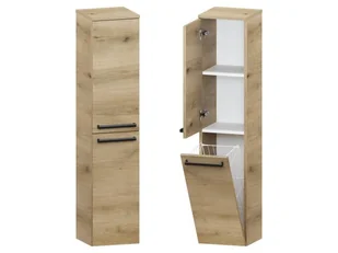 Słupek Łazienkowy ATHD 30 cm DK Lewy - Dąb Evoke Coast Mat - Uchwyty Czarne Matowe - Szafki łazienkowe - miniaturka - grafika 1