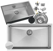 Zlewozmywaki - Granitan Zlewozmywak stalowy Jednokomorowy chrom Bez Ociekacza Syfon SILVO75 - miniaturka - grafika 1