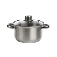 Garnki - Garnek nierdzewny Fabio 1,9 l 16 cm ze szklaną pokrywą srebrny - miniaturka - grafika 1