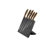 Akcesoria do sztućców - Zestaw noży ze stali nierdzewnej 5 szt. ze stojakiem magnetycznym drewno/czarny - miniaturka - grafika 1