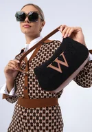 Torebki damskie - Torebka bagietka ze sztucznym futerkiem mała czarno-brązowa - miniaturka - grafika 1