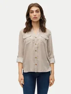 Koszule damskie - Vero Moda Koszula Bumpy 10275283 Beżowy Regular Fit - miniaturka - grafika 1