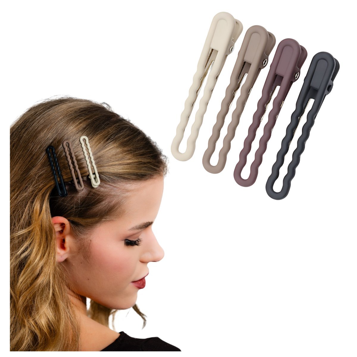 Spinka do Włosów 4 SZTUKI Brązowe Metalowe do Makijażu Spinki Bez uciskowe