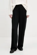 Spodnie sportowe damskie - Tommy Hilfiger spodnie damskie kolor czarny proste high waist WW0WW46749 - miniaturka - grafika 1