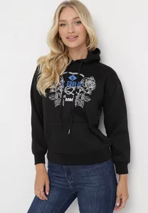 Czarna Bluza z Kapturem i Nadrukiem oraz Ściągaczami Apperforda - Bluzy damskie - miniaturka - grafika 1