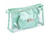 Kosmetyczki, organizery i kuferki - Kosmetyczka Zestaw 3w1 Przezroczysta Miętowa Zielona Damska - miniaturka - grafika 1