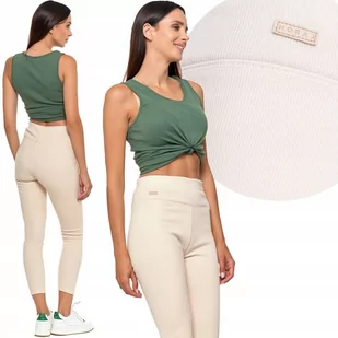 ﻿Moraj Ciepłe Prążkowane Legginsy z Wysokim Stanem 2200-011 Mocca S/M - Legginsy - miniaturka - grafika 1