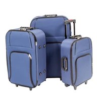 Walizki - Duże niebieskie walizki z tworzywa na kółkach do samolotu H23-015BL komplet 3 szt. 19/23/27 - miniaturka - grafika 1