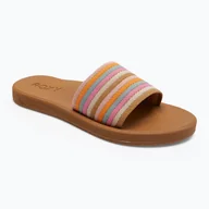 Klapki i japonki damskie - Klapki damskie ROXY Beachie Breeze tan/crazy pink - miniaturka - grafika 1