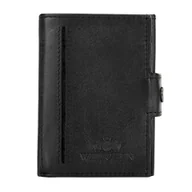 Portfele - Męski portfel ze skóry składany z miejscem na brelok czarny - miniaturka - grafika 1