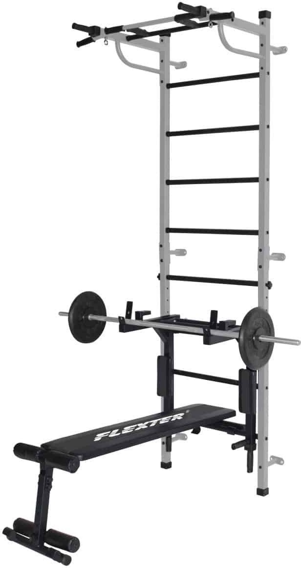MAŁPISZON Drabinka Kraft Light 3w1 srebrna z wyciągiem + ławka + poręcze 200kg