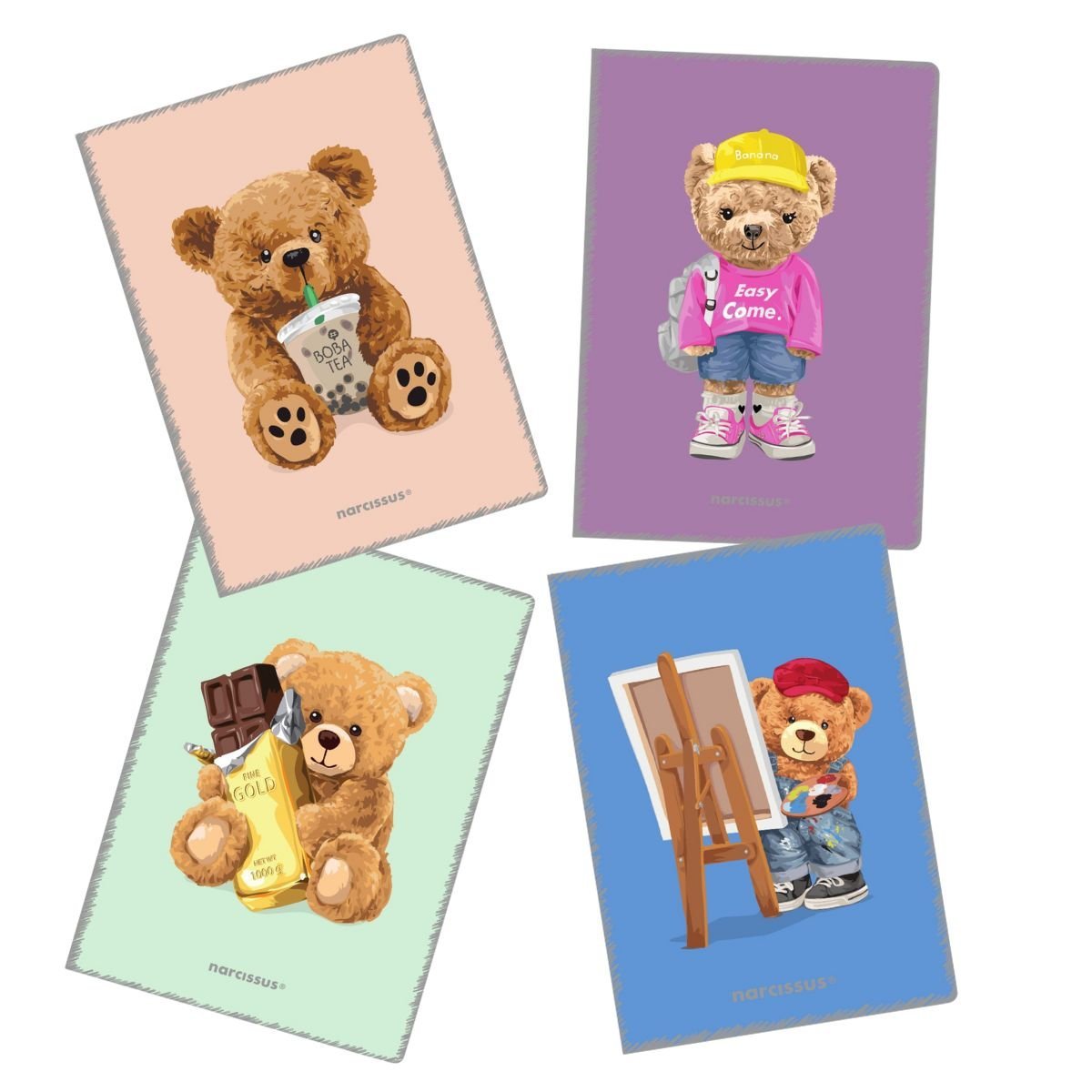 Zeszyt PP TEDDIES A4 32K kratka 80g NARCISSUS