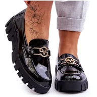 Mokasyny damskie - Vinceza Lakierowane Damskie Mokasyny Czarne Sanvi - miniaturka - grafika 1