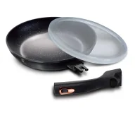 Patelnie - Czarna patelnia z odpinaną rączką 28 cm W3-A30 - miniaturka - grafika 1