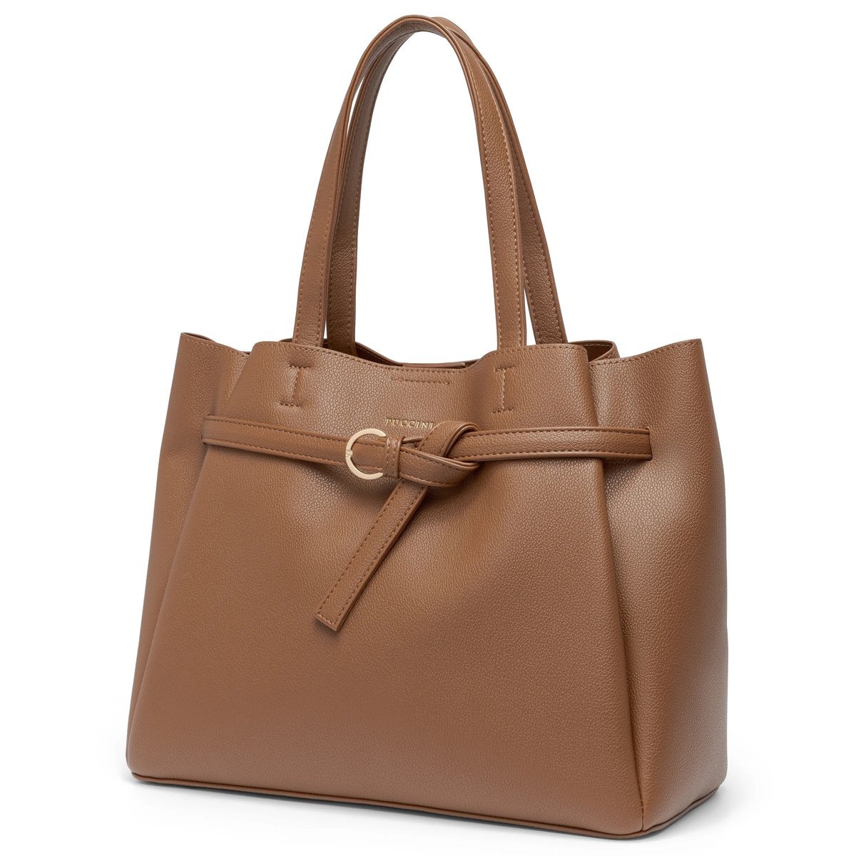 PUCCINI Torebka Damska Shopper Duża Na Ramię Ekoskóra Brązowa BK2251030D-2B