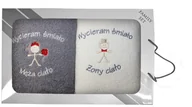 Ręczniki - Komplet ręczników w pudełku 2 szt 70x140 Wycieram Śmiało Ciało szary 06 kremowy - miniaturka - grafika 1