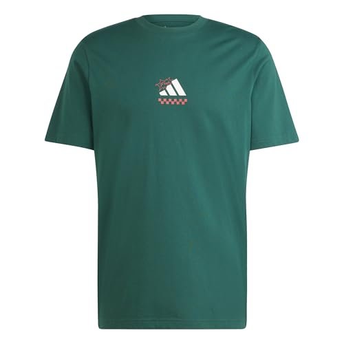 adidas Mężczyźni Three Slice Life, Pizza Back Graphic Tee, Short Sleeve, Collegiate Green, S