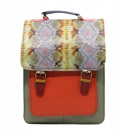 Torebki damskie - Plecak skórzany damski torebka 2w1 elegancki pojemny mieści A4 OLIVKA - miniaturka - grafika 1