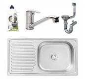 Zlewozmywaki - Kuchinox Zlewozmywak 1-Komorowy Wpuszczany Dino Zestaw 75X40 Cm - miniaturka - grafika 1