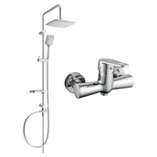 Baterie umywalkowe - Mexen Sven zestaw prysznicowy natynkowy z deszczownicą i baterią prysznicową Kama, chrom - miniaturka - grafika 1