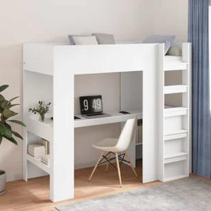 VidaXL Rama łóżka piętrowego z biurkiem Biały 100 x 200 cm - Łóżka VidaXL Rama łóżka piętrowego z biurkiem Biały 100 x 200 cm - Łóżka - miniaturka - grafika 1