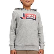 Bluzy dla chłopców - Jack & Jones Junior Bluza chłopięca, jasnoszary melanż/szczegóły: nowy Lgm, 140 - miniaturka - grafika 1