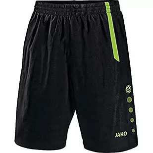 JAKO Męskie spodnie sportowe Turin czarny czarny/neonowy zielony 140 - Spodenki męskie - miniaturka - grafika 1
