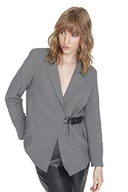 Płaszcze damskie - Trendyol Damski płaszcz z klapą, jednokolorowy, szary, 38, Szary, 64 - miniaturka - grafika 1